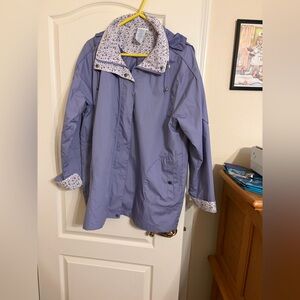 Lavender Hooded Jacket with Floral Lining. This a rain coat